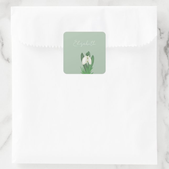 Adesivo Quadrado Delicate Spring Snowdrop Flower  (Bolsa)