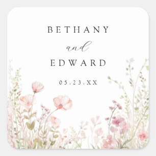 Adesivo Quadrado Delicate Wildflower Wedding