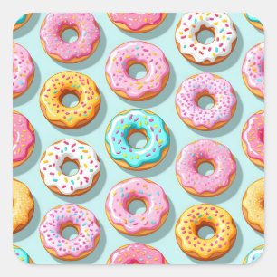 Adesivo Quadrado Deliciosos donuts de creme azuis