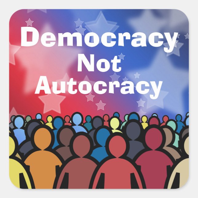 Adesivo Quadrado Democracia Não Autocracia (Frente)