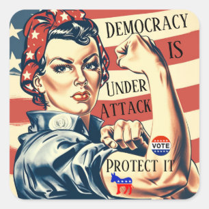 Adesivo Quadrado Democracy/ Protect It Sticker