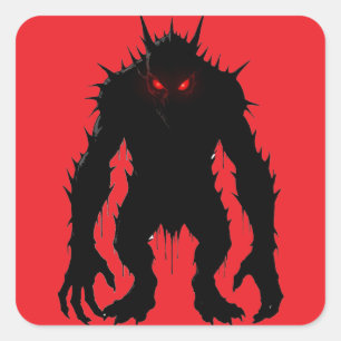 Adesivo Quadrado Demônio das Sombras Monstro Olhos Vermelhos Terror