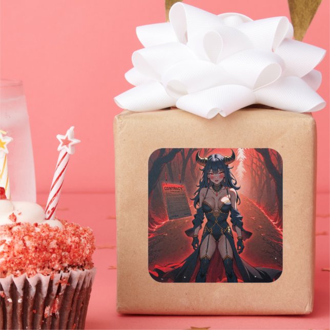 Adesivo Quadrado Demonstrações com Contato em Cruzarias, Anime Demo (Festa)