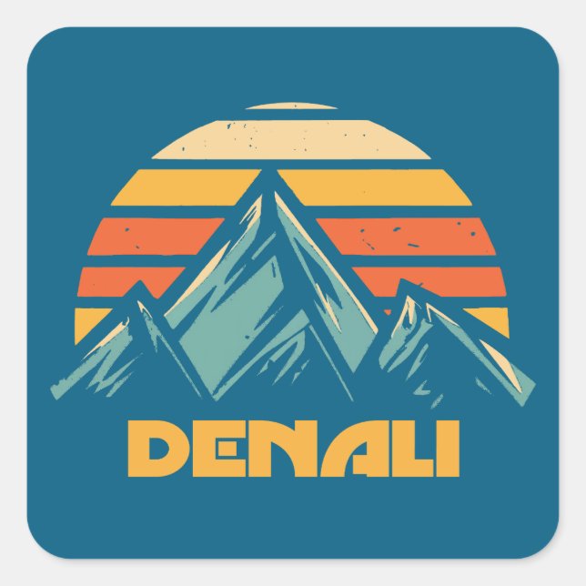 Adesivo Quadrado Denali Alaska Retro Turquoise (Frente)