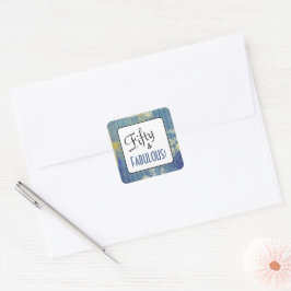 Adesivo Quadrado Denim Blues Vintage Cinquenta e FABULOSO! Aniversá