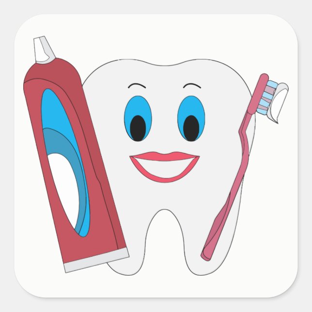 Adesivo Quadrado Dente Feliz (Frente)