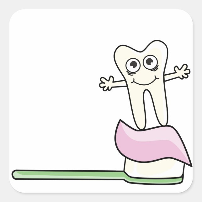 Adesivo Quadrado Dentista de Crianças Bonitas (Frente)