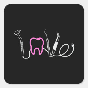 Adesivo Quadrado Dentista Dentes Amor DentárioDente Engraçado Ide