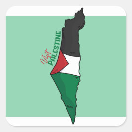 Adesivo Quadrado Dentro da Palestina no mapa, Visite a Palestina