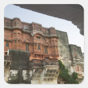 Adesivo Quadrado Dentro do Castelo Real de Ghanerao, Rajasthan, Índ