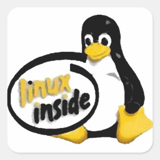 Adesivo Quadrado DENTRO LINUX Tux o logotipo pinguim Linux