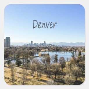 Adesivo Quadrado Denver City e Mountains Colorado