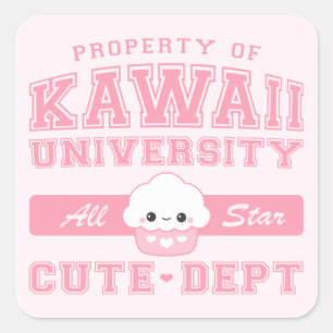 Adesivo Quadrado Departamento bonito da universidade de Kawaii