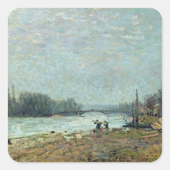 Adesivo Quadrado Depois do Thaw, o Sena na Ponte Suresnes (Frente)