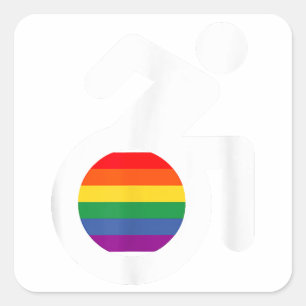 Adesivo Quadrado Desativado e cadeira de rodas Gay LGBT