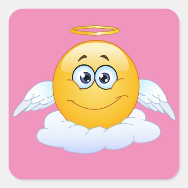 Adesivo Quadrado Descanse Em Paz, Personalize Emoji Angel (Frente)