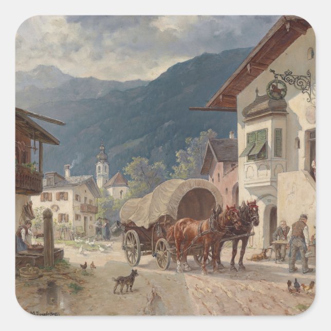 Adesivo Quadrado Descanso em frente à Inn - Désiré Thomassin (Frente)