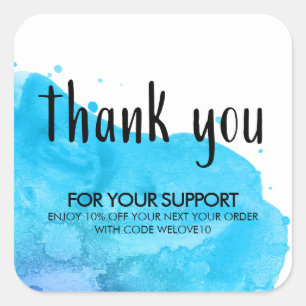 Adesivo Quadrado Desconto Blue Paint Splatter Small Business