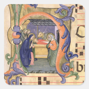 Adesivo Quadrado Descrição da inicial "H" da Senhora 571 f.6r