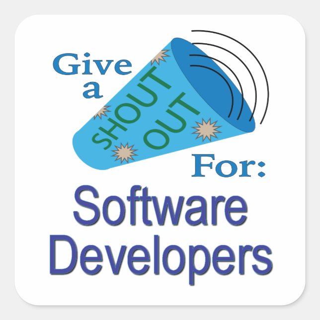 Adesivo Quadrado Descubra os desenvolvedores de software (Frente)