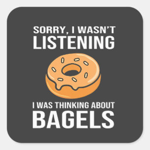 Adesivo Quadrado Desculpe, estava pensando em Bagels judeu Hanukkah