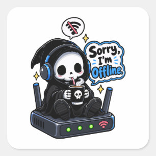 Adesivo Quadrado Desculpe, estou offline humor de jogador introvert