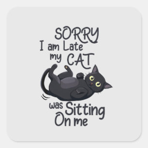 Adesivo Quadrado Desculpe o atraso - Regras de Gato!