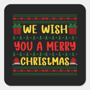 Adesivo Quadrado Desejamos-lhe um Feliz Natal