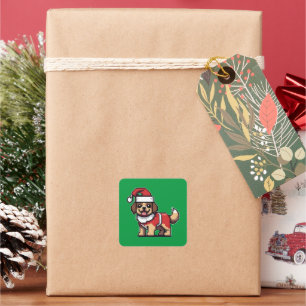 Adesivo Quadrado Desejamos-lhe um feliz natal com papais noeis de c