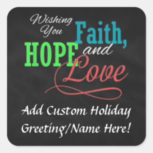 Adesivo Quadrado Desejando-lhe fé, esperança e amor