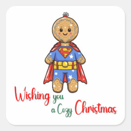 Adesivo Quadrado Desejando-lhe um doce Biscoito de Natal