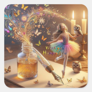 Adesivo Quadrado Deseje vida feliz Padrões