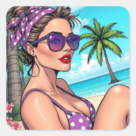 Adesivo Quadrado Desejo-te um Verão Excelente | Dizendo Oi