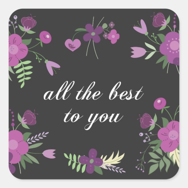 Adesivo Quadrado Desejos de Bem Inspiração Floral (Frente)