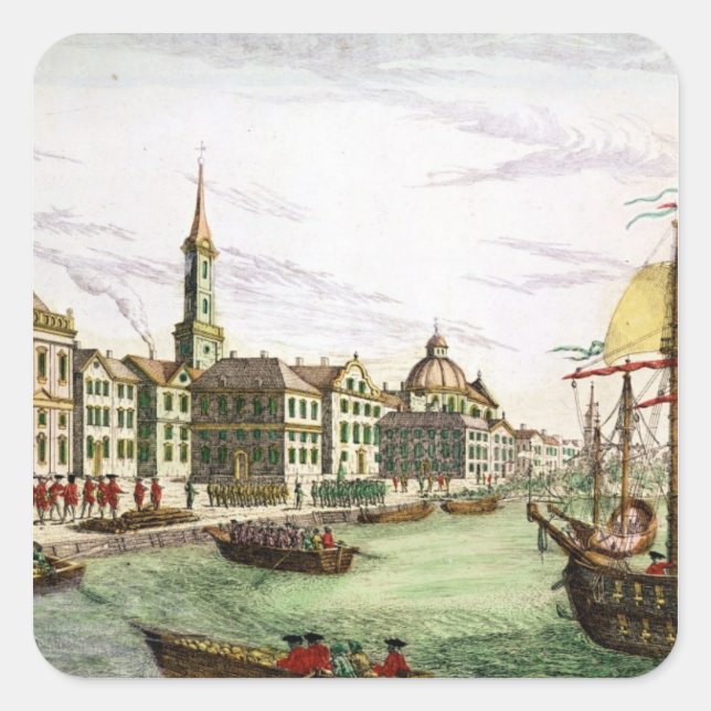 Adesivo Quadrado Desembarque das tropas inglesas (Frente)