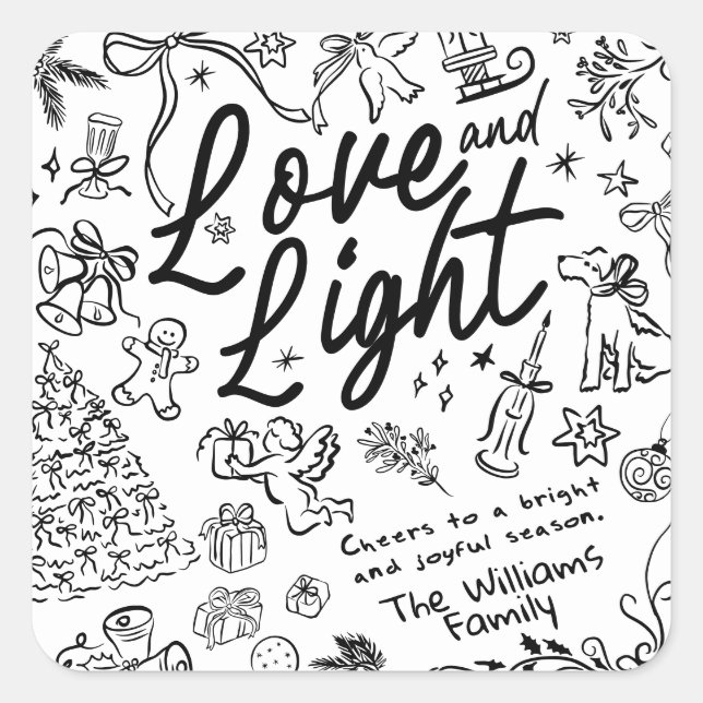 Adesivo Quadrado Desenhar de mão Natal (Frente)