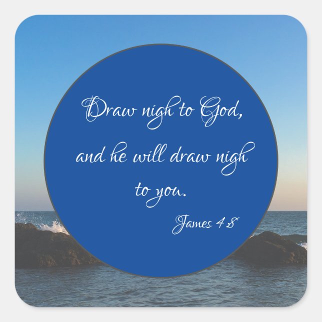 Adesivo Quadrado Desenhar Perto de Deus Bíblia KJV Verso (Frente)