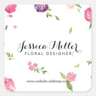 Adesivo Quadrado Desenhista floral do artesanato da aguarela do