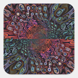 Adesivo Quadrado Desenho Abstrato de Caleidoscópio Fractal Elétrico