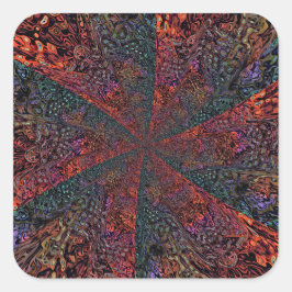 Adesivo Quadrado Desenho Abstrato de Caleidoscópio Fractal Elétrico