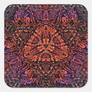 Adesivo Quadrado Desenho Abstrato de Caleidoscópio Fractal Elétrico
