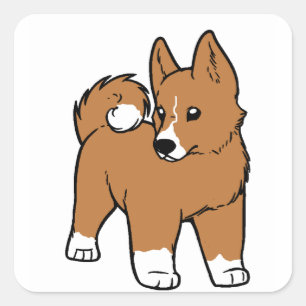 Adesivo Quadrado desenho animado basenji