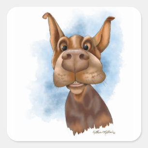 Adesivo Quadrado Desenho animado do Doberman Boop the Snoot