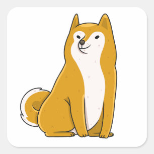Adesivo Quadrado desenho animado sobre shiba inu