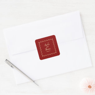 Adesivo Quadrado desenho Caprichoso Retro Elegante casamento 