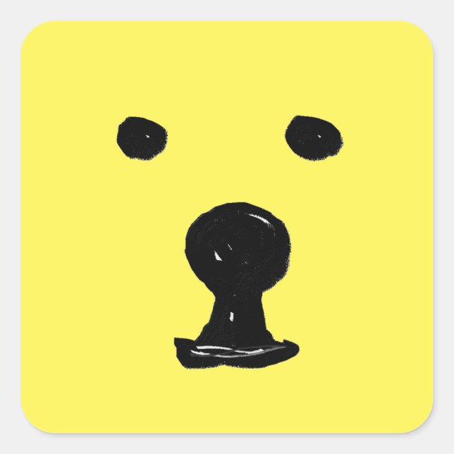 Adesivo Quadrado Desenho Da Face Do Urso Cugado Funky (Frente)