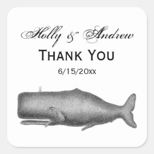 Adesivo Quadrado Desenho de baleia do século XIX