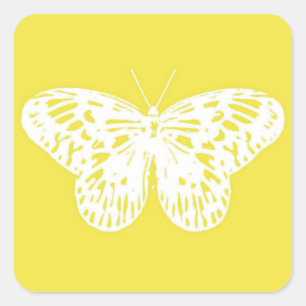 Adesivo Quadrado Desenho de borboleta, ouro de mostarda e branco