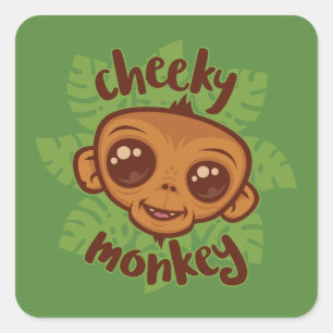 Adesivo Quadrado Desenho De Cartoon De Macaco Cheiroso