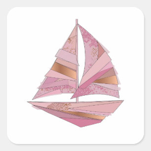 Adesivo Quadrado Desenho de decalque de VELERO ROSA de prata excênt